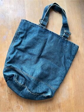 GAP Y2K Blue Denim Tote Bag Utilitarian Adjustable Strap